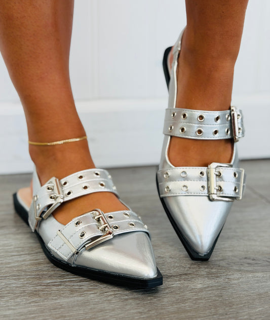 Silver A Walk Of Confidence Flats