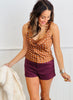 Cocoa Brown Polka Dot Peek Satin Top (Reg.)