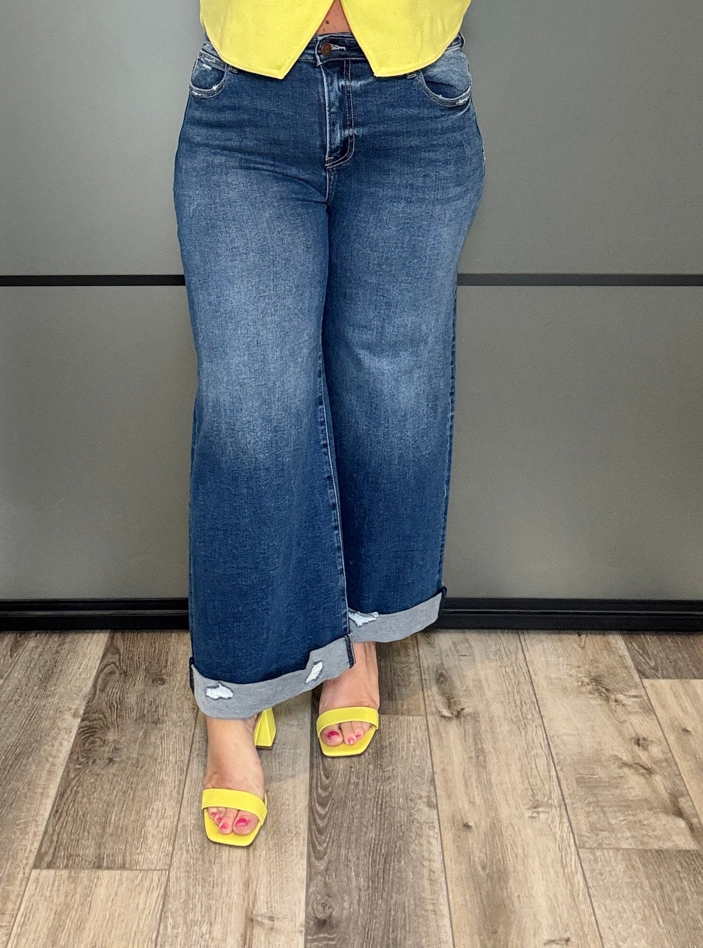 Risen Not Your Average Wide Leg Cuffed Jeans (Reg & Plus)