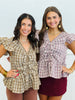 Ruffles & Bows Plaid Peplum Top (Reg & Plus)-2 Colors