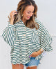Striped Henley Collared Top (Reg.)-4 Colors