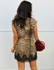 Taupe Tiger Print Back Zip Mini Dress (Reg.)