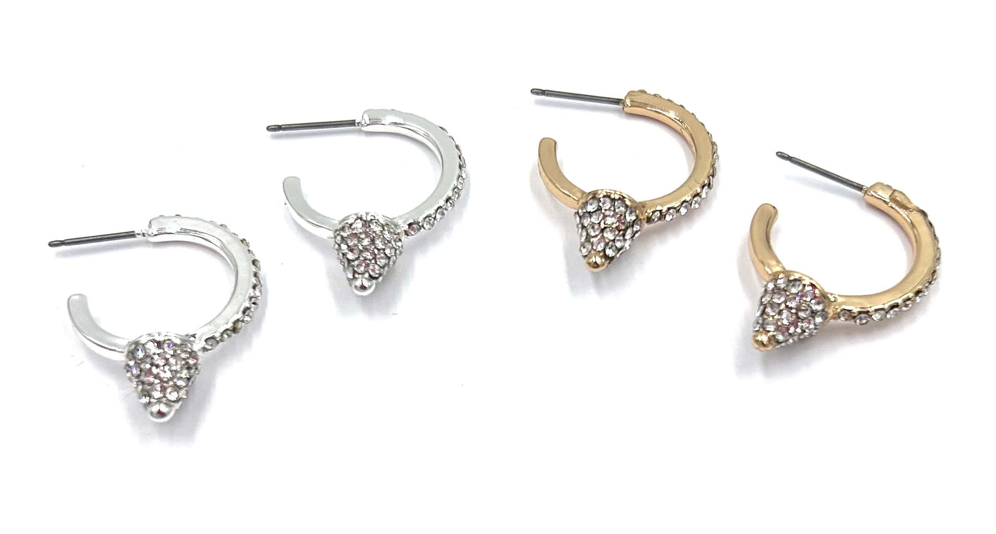 Crystal Spike Hoop Earrings - 2 Colors