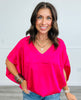 Satin Jacquard Print Bubble Hem Top (Reg. & Plus)- 3 Colors