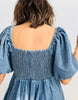 Denim Bubble Sleeve Babydoll Mini Dress (Reg. & Plus)