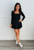 Black Long Sleeve Skater Romper (Reg)