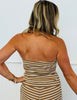 Mocha/Cream Striped Slim Tube & Wide Leg Pant Set (Reg.)