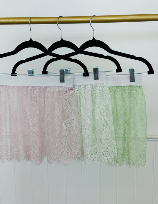 Lace Sheer Mini Skirt (One Size) - 3 Colors