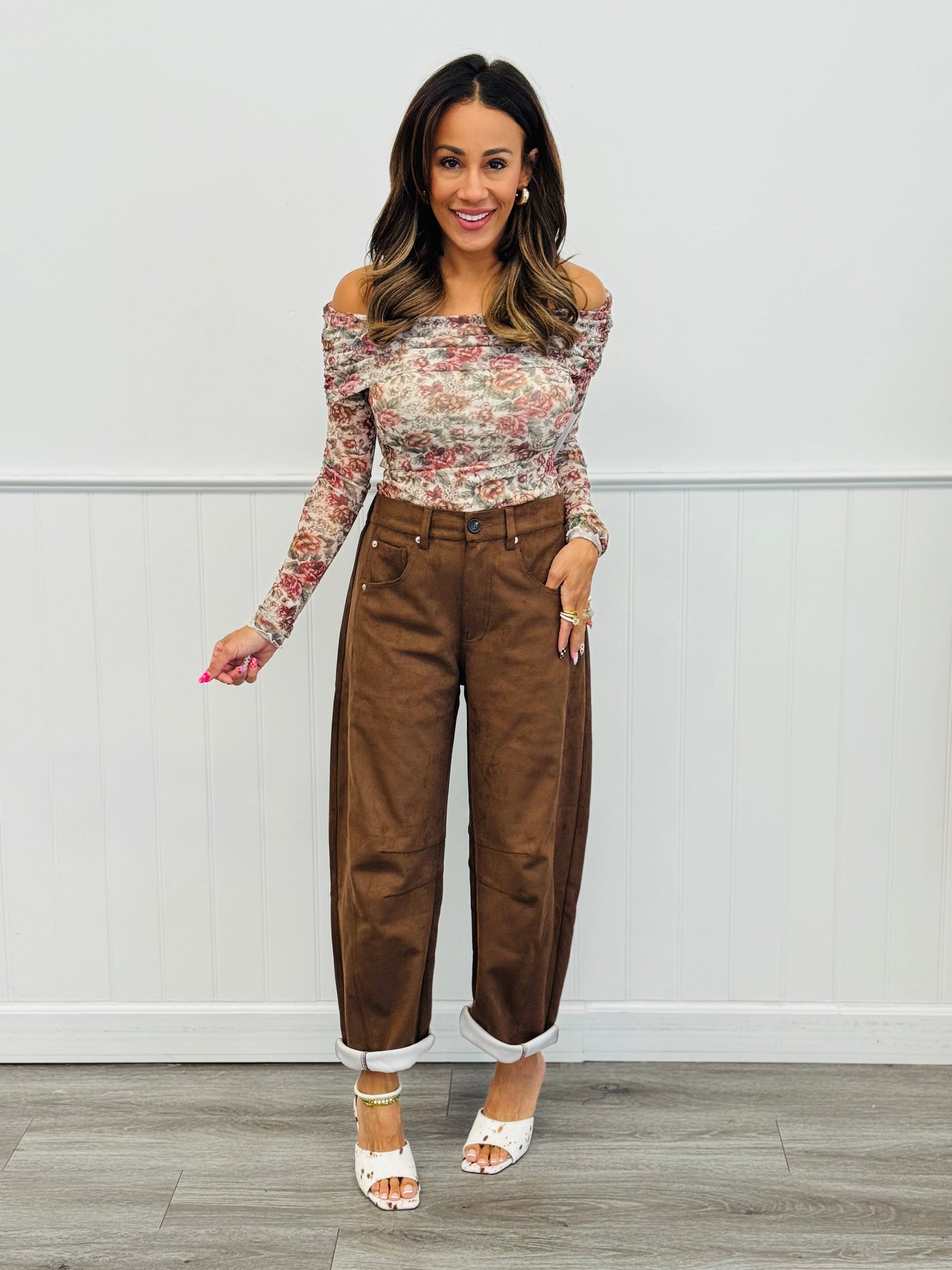 Slouchy Stretch Suede Pants (Reg.)-4 Colors
