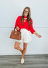 Cream Lace Trim Hem Detail Shorts (Reg.)