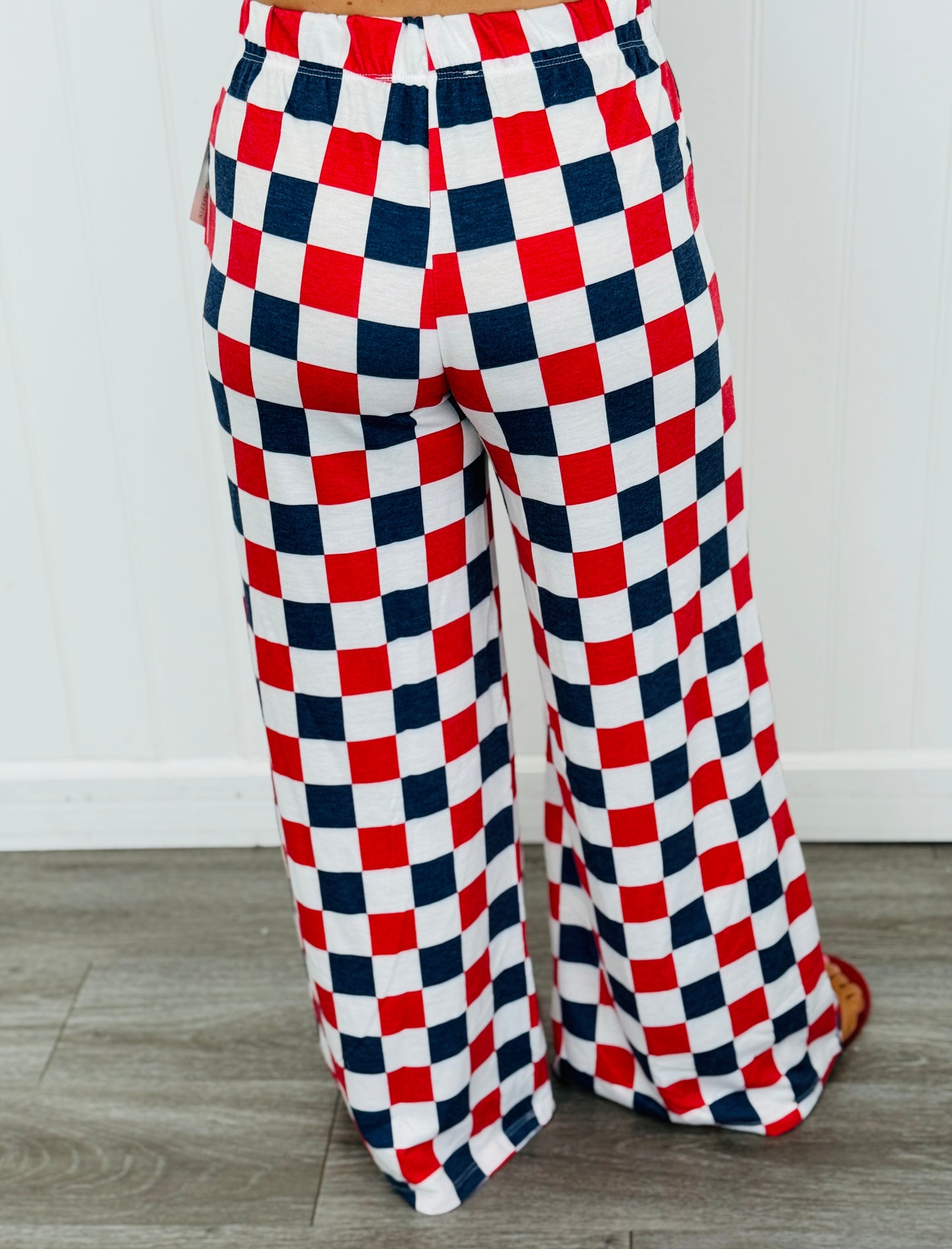Red White & Blue Checkered Knit Pants (Reg & Plus)