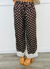 Brown/Cream Silk Satin Polka Dot Pants (Reg & Plus)
