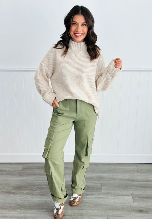 Oatmeal Mock Neck Sweater (Reg)