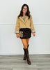 Camel Contrast Stripe Trim Twill Jacket (Reg & Plus)