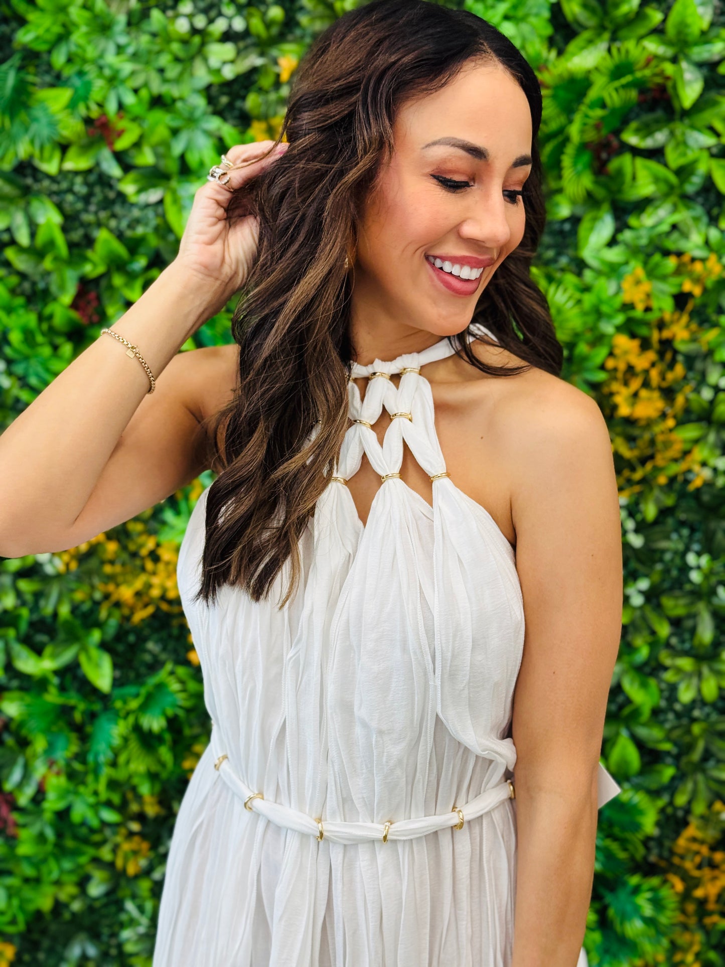 Golden Goddess White Midi Dress (Reg.)
