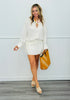 Cream Cummerbund Side Tie  Mini Dress (Reg.)