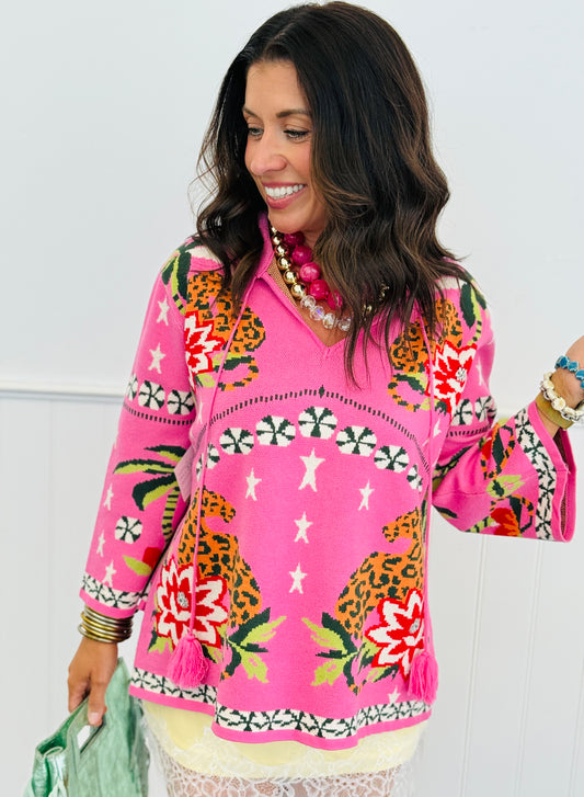 Pink Multi Front Tie Sweater (Reg.)