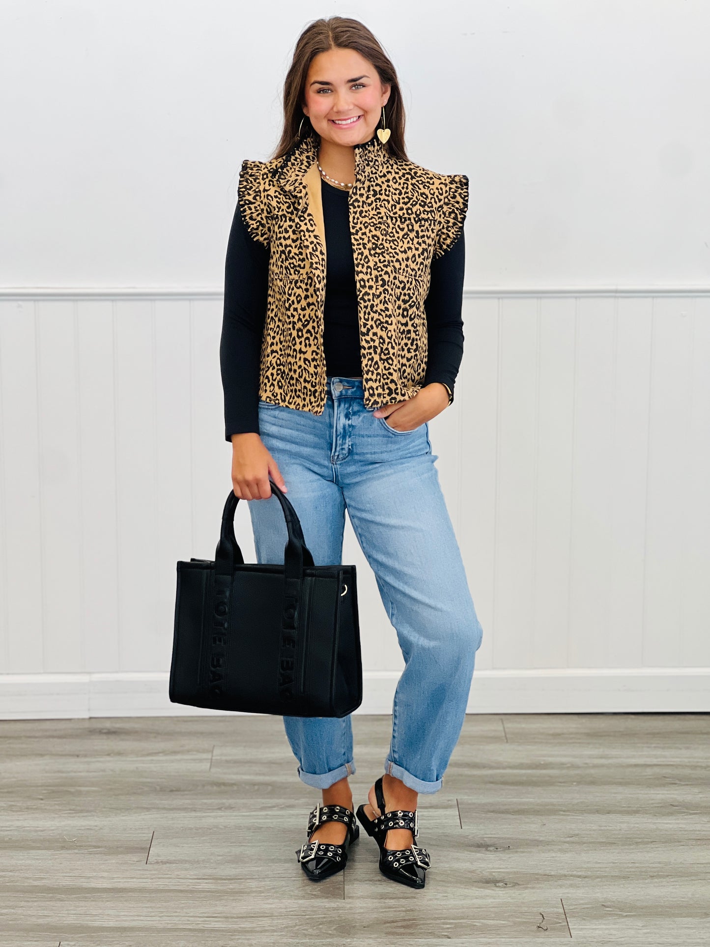 Leopard Denim Vest (Reg & Plus)