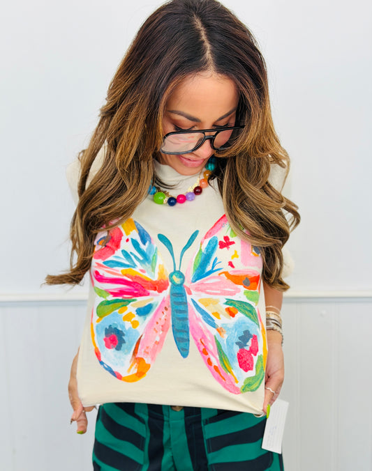 In Full Color Butterfly Graphic Tee (Reg. and Plus)