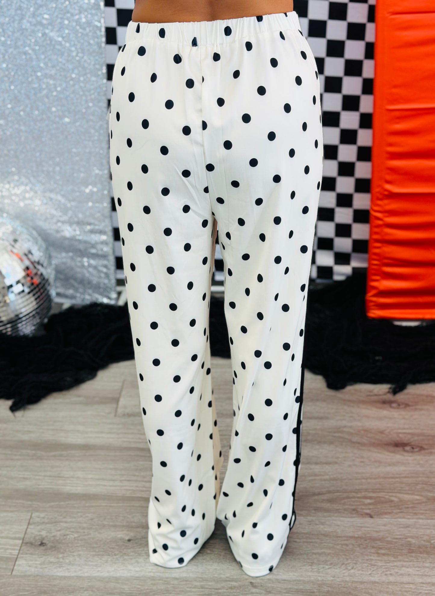 Cream Polka Dot Track Pants (Reg & Plus)