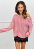 Striped Round Neck Sweater Top (Reg.)-2 Colors