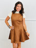 Camel Flared Suede Mini Dress (Reg.)
