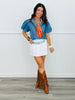 Denim Rhinestone Sparkle Blouse (Reg & Plus)