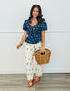Navy Polka Dot Bubble Sleeve Blouse (Reg.)