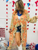 Western Print Ruffle Longline Cardigan (Reg.)