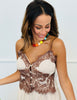 Cream/Brown Hacci & Lace Cami & Pant Set (Reg.)