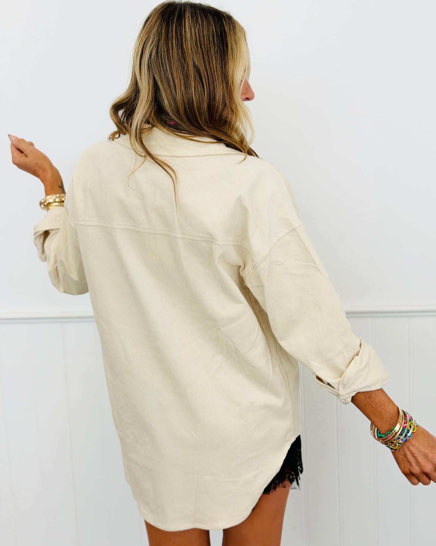 Cream Mallard Duck Embroidered Long Sleeve Shirt (Reg.)