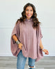 Mauve Mock Neck Batwing Cape Top (Reg & Plus)