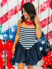 Navy Striped Bubble Hem Mini Dress (Reg.)