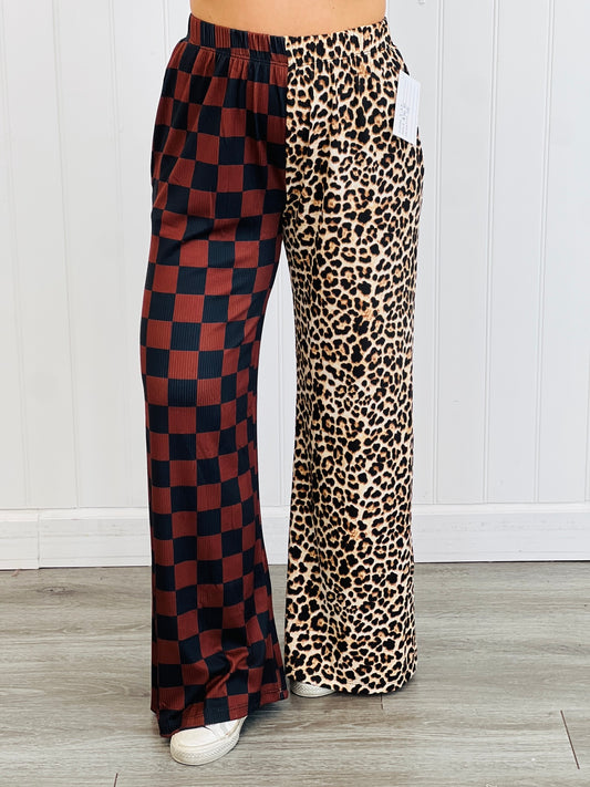 Split Decision Leopard & Checkered Pants (Reg & Plus)