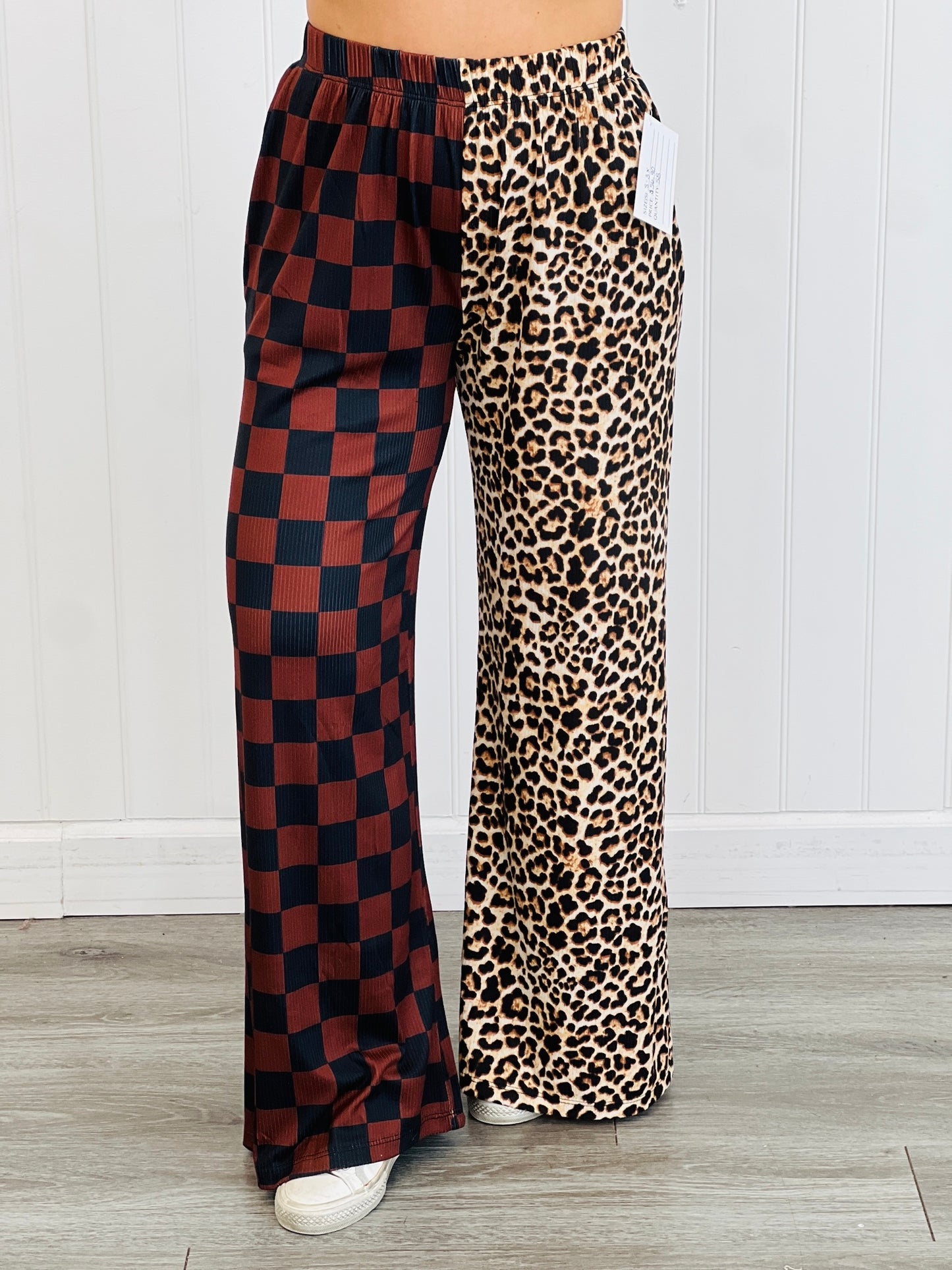 Split Decision Leopard & Checkered Pants (Reg & Plus)