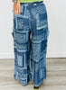 Denim Patchwork Paisley Print Pants (Reg.)-2 Colors