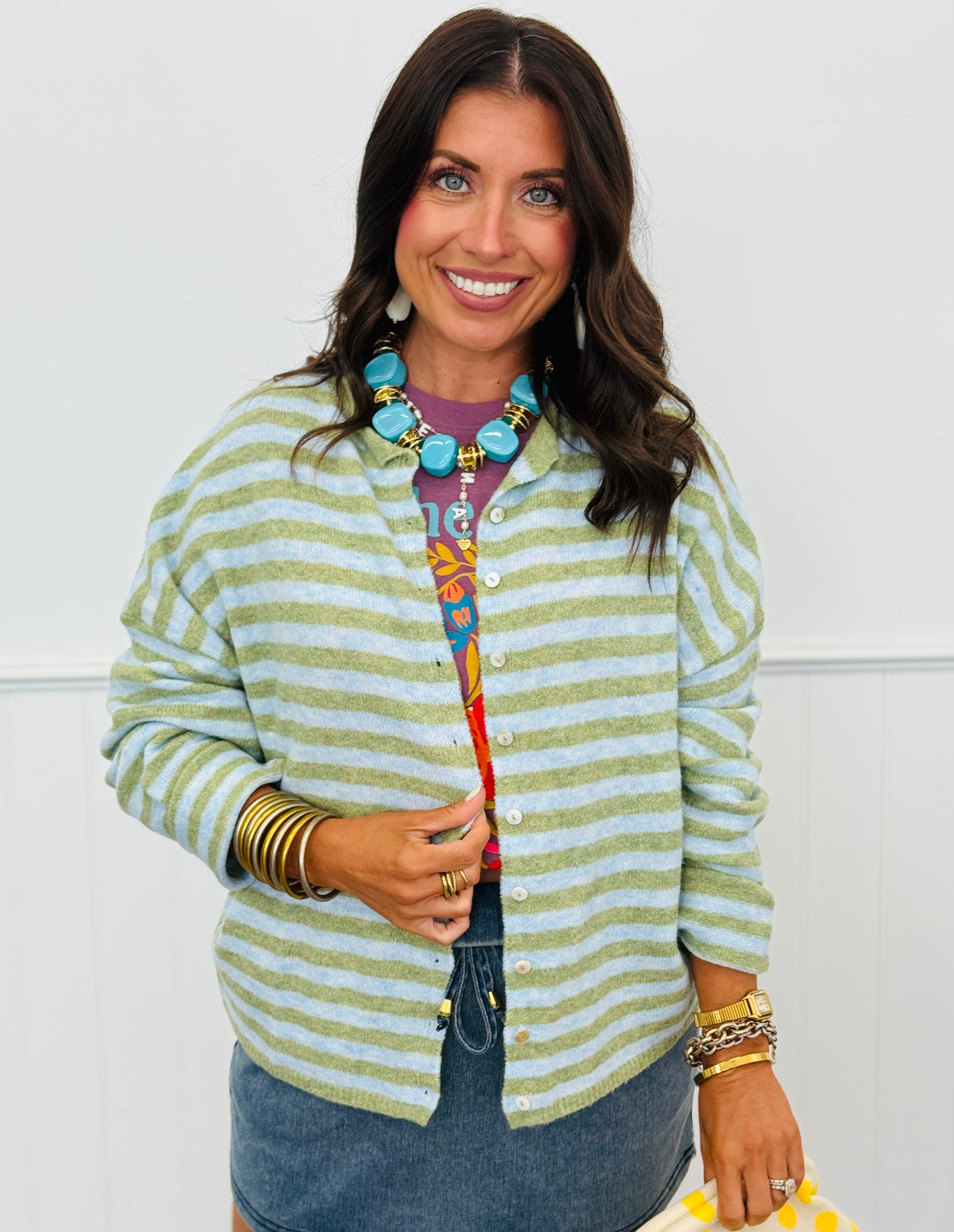 Matcha Striped Gigi Cardigan (Reg.)