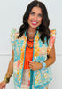 Turquoise Quilted Paisley Vest (Reg & Plus)