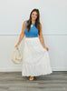 White Eyelet Trim Midi Skirt (Reg.)