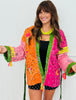 POL Green/Pink Multi Print Kimono Jacket (OS)
