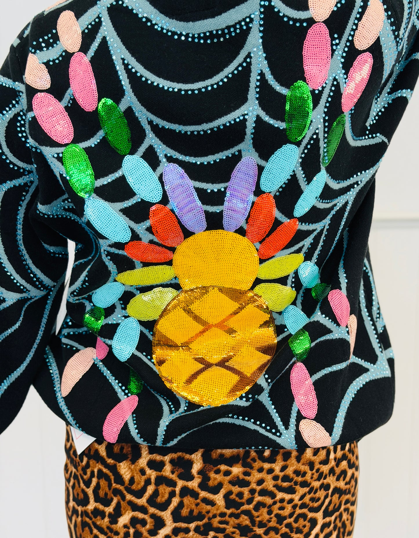 Queen Of Sparkles Black Multi Spider on Web Cardigan (Reg. and Plus)