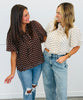 Polka Dot Bow Tie Neck Blouse (Reg & Plus) - 2 Colors