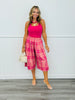 Hot Pink Plaid Wide Leg Capri Pants (Reg.)