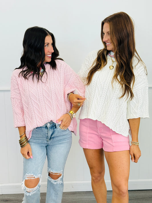 Scalloped Hem Sweater Top (Reg.)-2 Colors