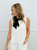 Ivory Contrast Collar Sleeveless Top & Pant Set (Reg. and Plus)