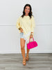 Yellow Lace Asymmetrical Hem Blouse (One Size)