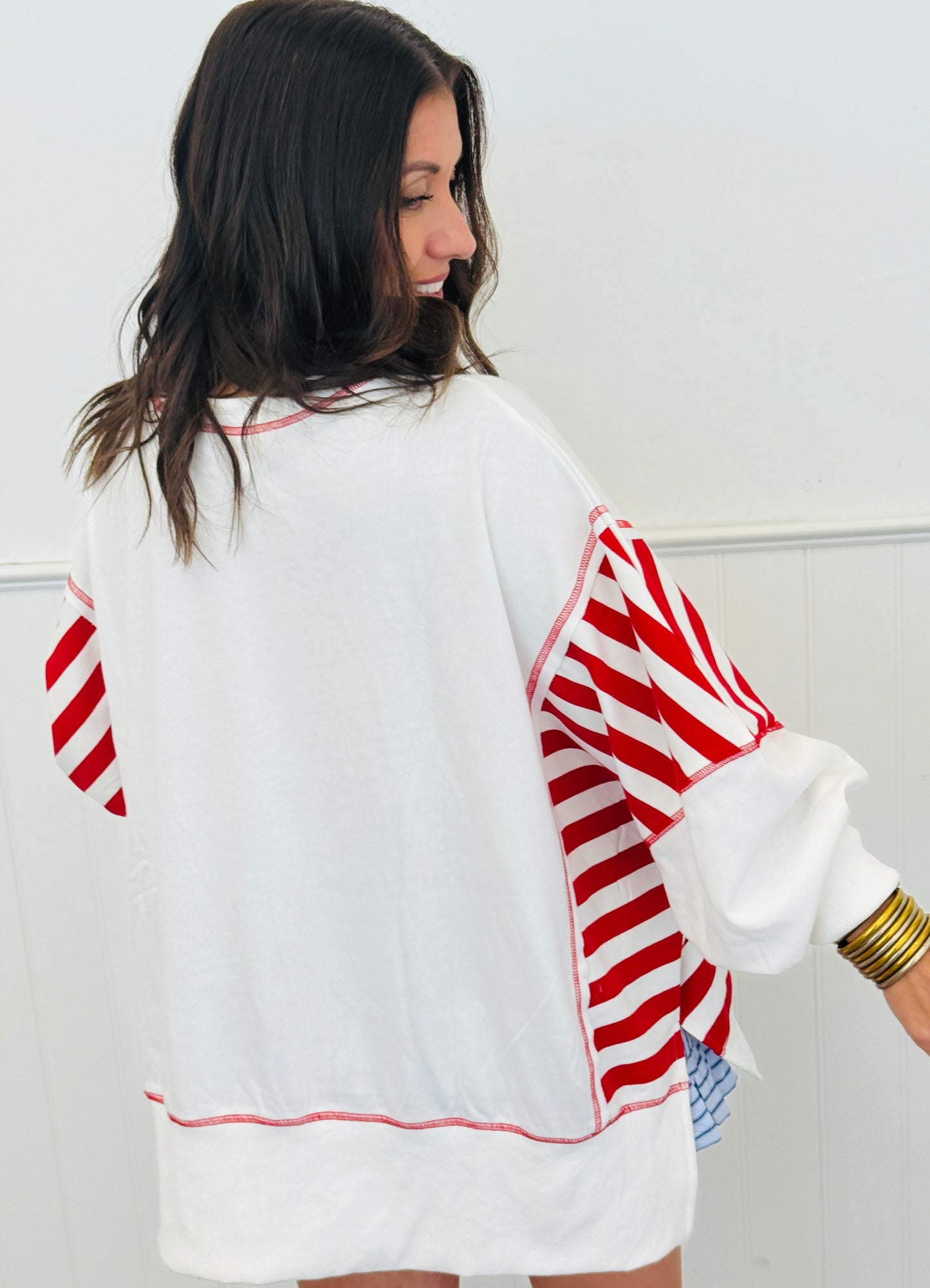 Red/Off White Striped Lobster Patch Sweatshirt (Reg.)