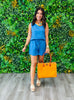 Denim Blue Rhinestone Sleeveless Blouse (Reg. and Plus)