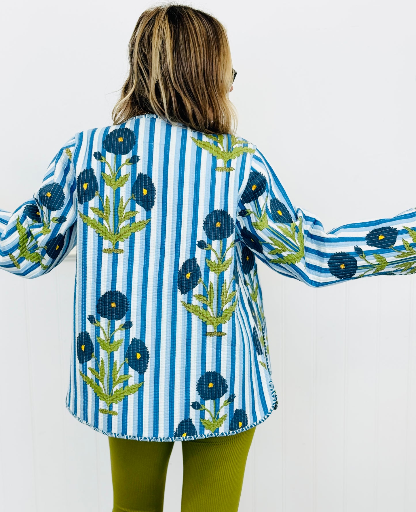 POL Blue Multi Striped Floral Jacket (Reg.)