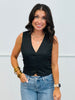 V-Neck Button Down Vest Top (Reg.) - 3 Colors